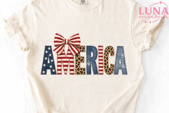America Patriotic Bow Faux Embroidery PN Review