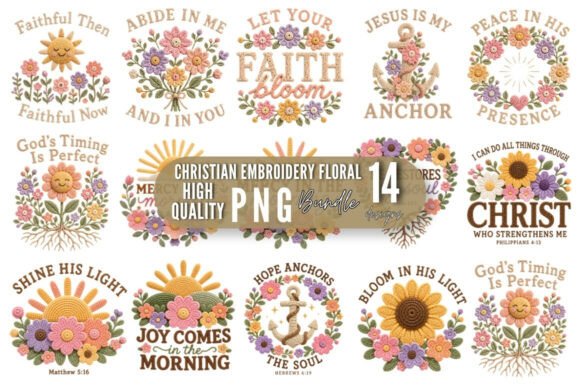 Christian Embroidery Floral PNG Bundle Review