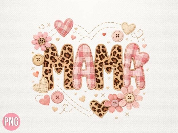Mama Leopard Plaid Faux Embroidery PNG Review
