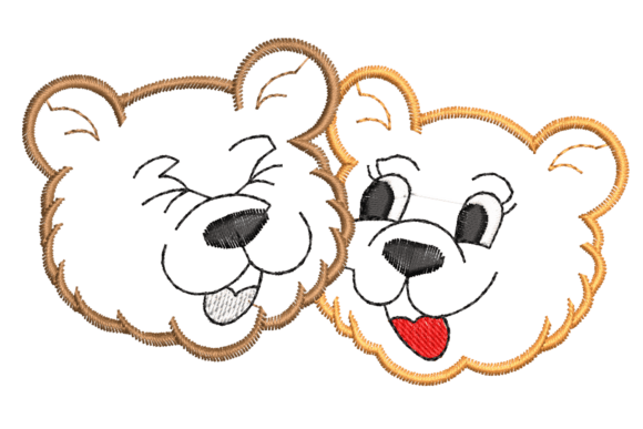 Two Cute Bear Faces Embroidery Design Review